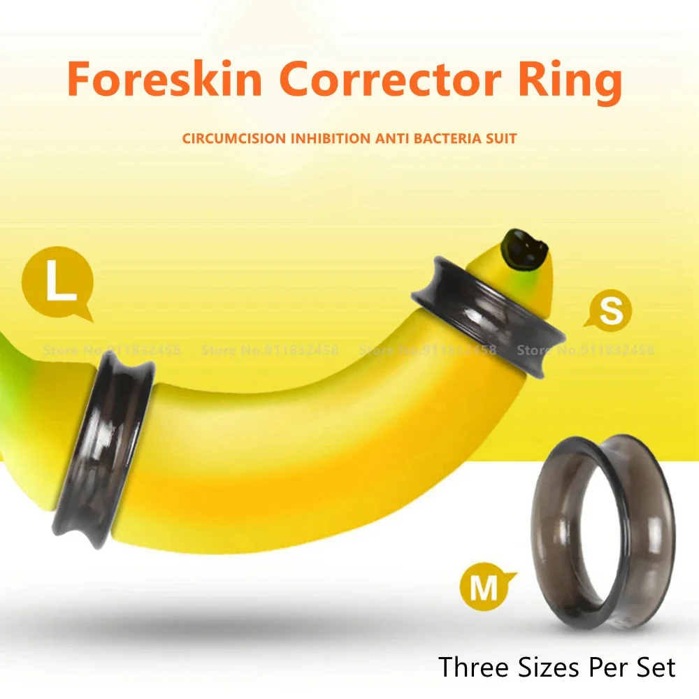 Reusable Foreskin Correction Ring Cock Ring Foreskin Repair Ring Penis Delay Ejaculation Sex Toys for Men Glans Rings