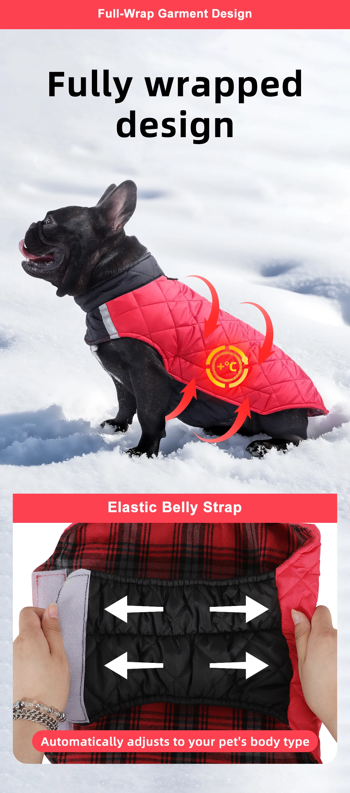 Winterhundekleidung, warmer Hundemantel, beidseitig tragbar, PP-Baumwolle, Outdoor-Welpenkleidung, Jacke, Chihuahua, French Bulldog Kleidung – Detail 8