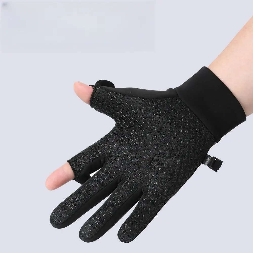 Simple Solid Color Fingerless Gloves Men Clamshell-type Warm Men's Cycling Gloves Anti-slip Fleece-lined Fishing Gloves Cycling