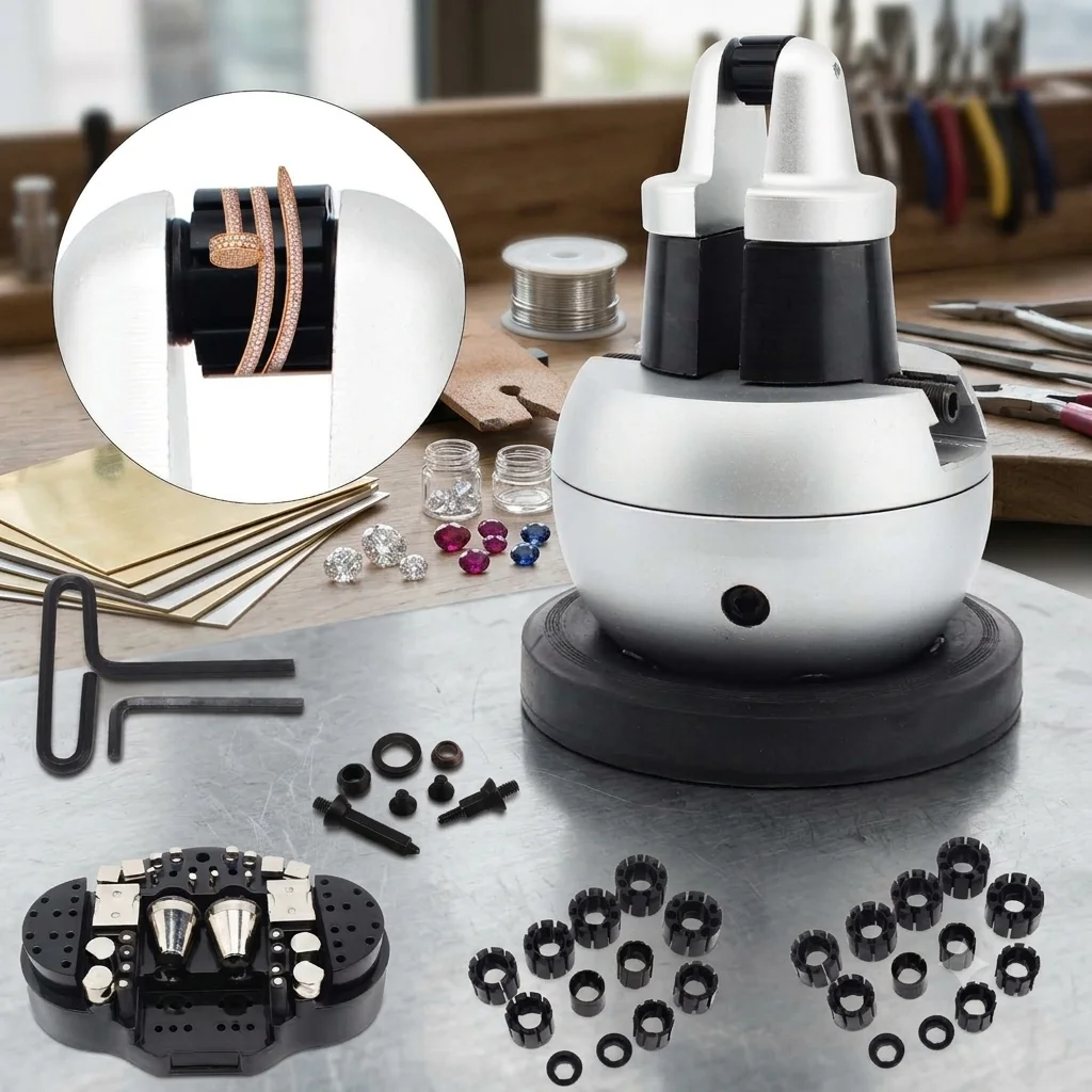Jewelry Ball Vise Engraving Block 360° Rotating Clamp Tool Carbide Tip for Metal Engraving Jewelry Making Craft Tool