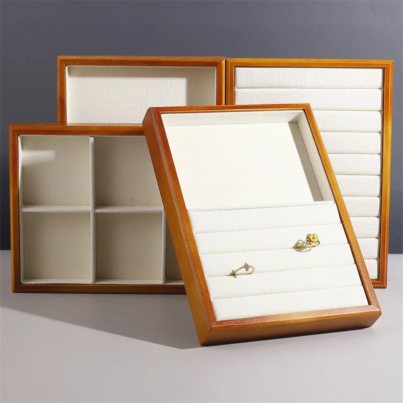 Vintage Jewelry Display Tray Multipurpose Earrings Ring Necklace Bracelet Plate Wooden Storage Trays Counter Jewellery Organizer