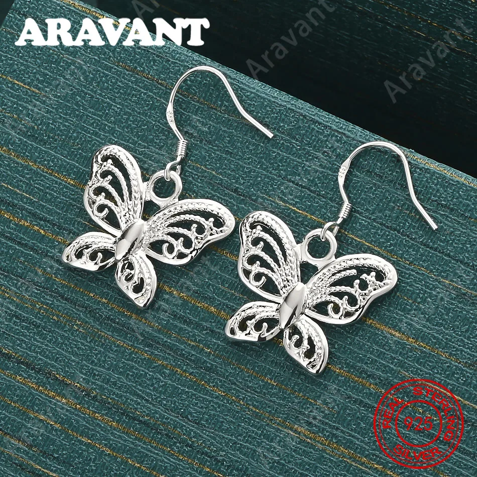 925 Sterling Silver Butterfly Openwork Earrings - Unique Gift For Women, Versatile For Events And Jewelry