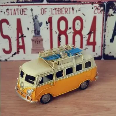 Mini Car Model Retro Classic Car Camping Bus Iron Ornaments Home Coffee Shop Wedding Decorations Gifts High Quality - view 3