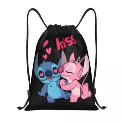 Custom Stitch Lion Cute zaino con coulisse donna uomo Sport Gym Sackpack portatile Disney Movie Training Bag Sack