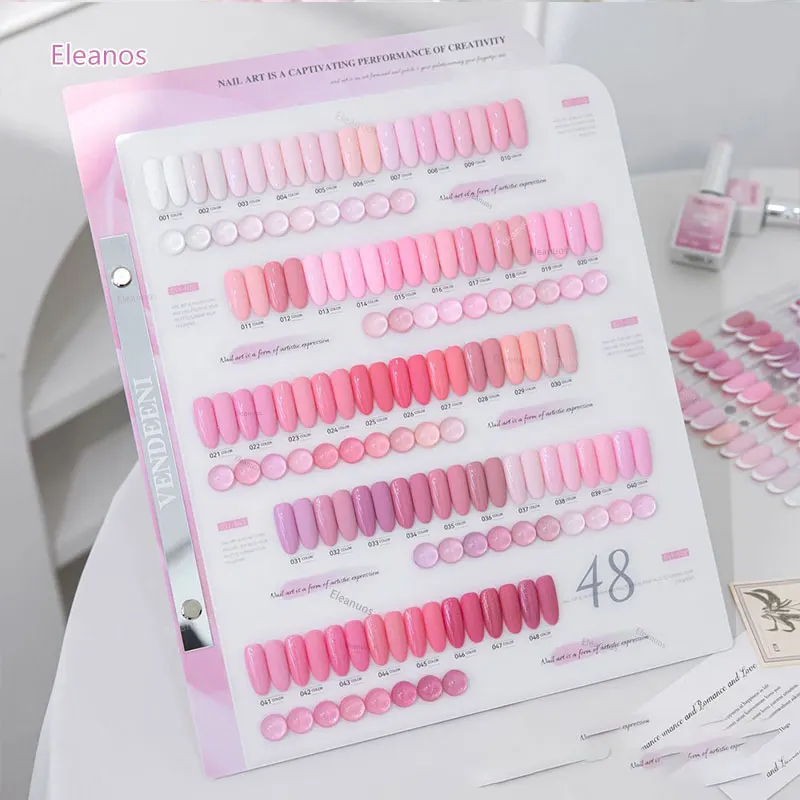 

High Saturation Rubber Pink Gel Polish Pastel 48Pcs Set With Color Card Soak Off UV Led Gel 15ml Fine Glitter Cherry Pink Gel