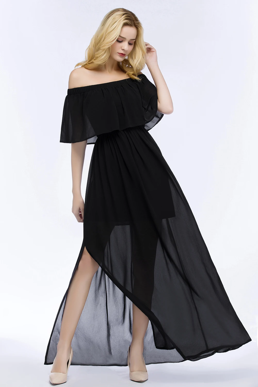 Elegant Off-Shoulder Dark Green Prom Dresses Side Slit Long Skirt Floor Length A-line Evening Party Maxi Gown Robe de Soiree