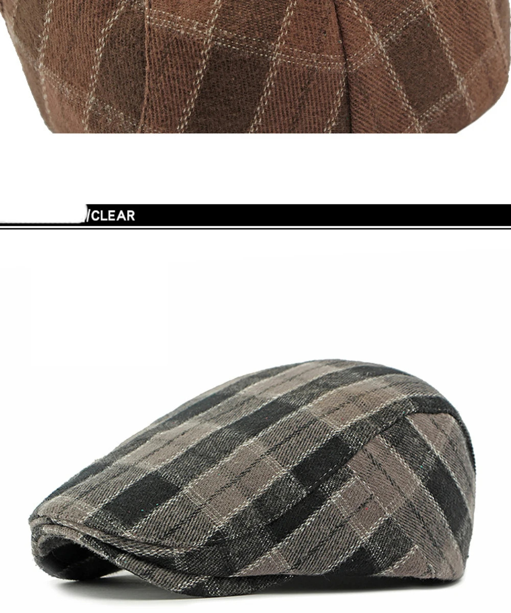 HT4947 Berets Neue Herbst Winter Caps für Männer Frauen Plaid Künstler Maler Baskenmütze Hut Männlich Weiblich Ivy Flache Kappe Einstellbare Baskenmütze Kappen – Detail 14