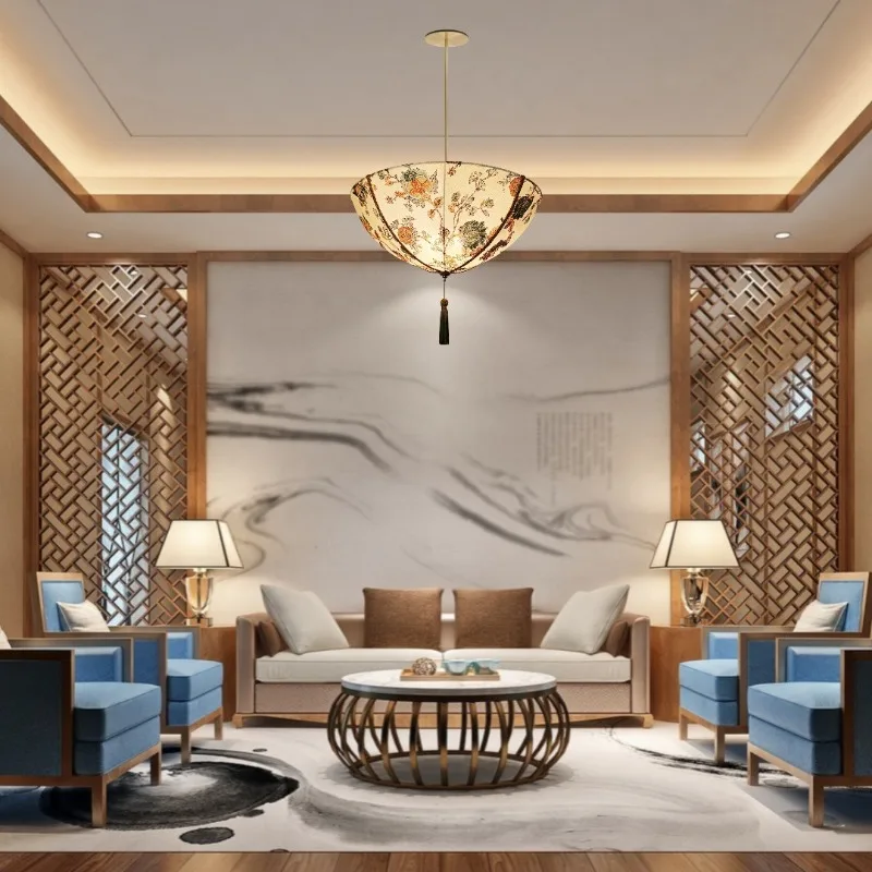 

Fabric lampshade, 3 flush/semi-flush ceiling lamps.