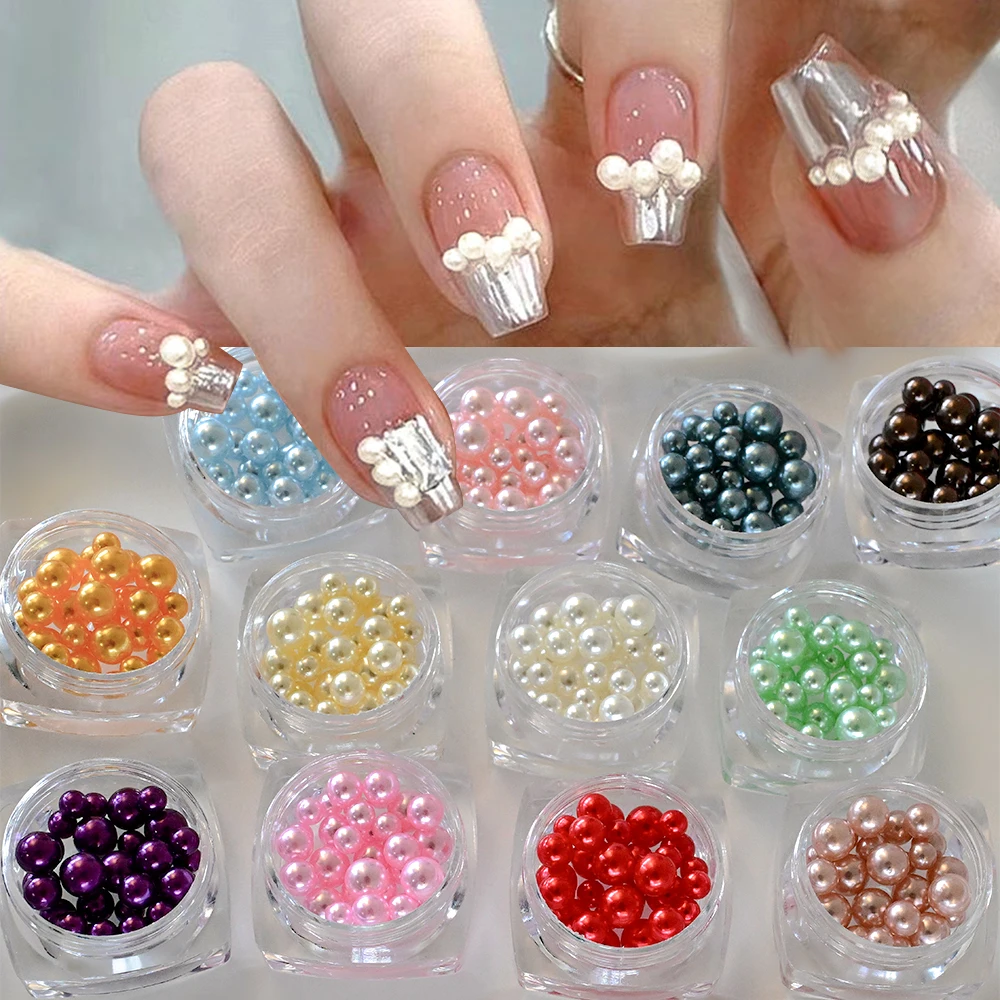 12 قطعة/المجموعة مختلط الحجم جولة اللؤلؤ 3D مسمار الفن سحر تقليد حبات اللؤلؤ الأظافر الراين ل Kawaii DIY مانيكير اكسسوارات #2