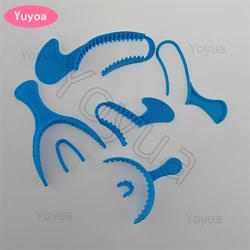 100pcs Blue Dental Bite Impression Trays Triple Registration Net Denture Tray With Mesh Disposable Plastic Teeth Holder