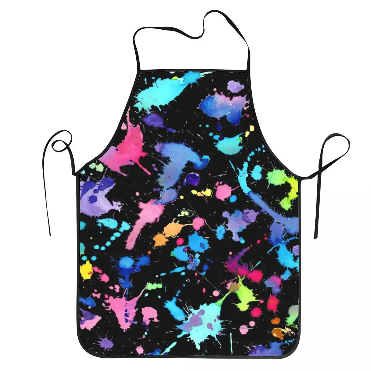 Unisex Colorful Paint Splatter Bib Apron Adult Women Men Chef Tablier Cuisine for Cooking Kitchen Artist Painting