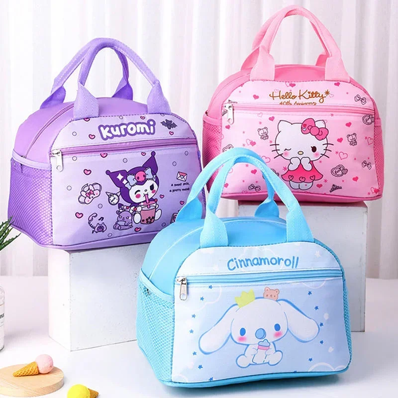 Borsa termica Hello Kitty Cartoon Kuromi, Melody, Cinnamoroll, Lunch Borsa termica impermeabile di grande capacità in foglio di alluminio