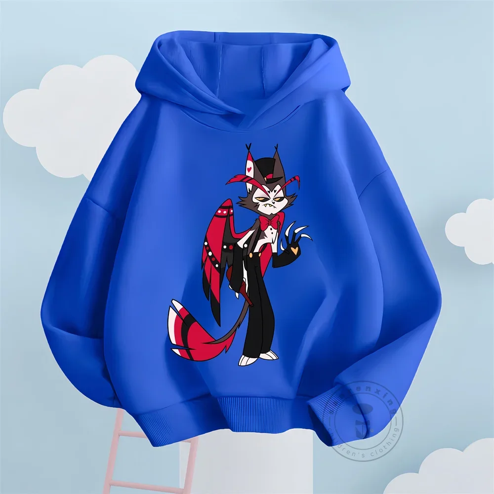 New Boys Girls Hazbin Hotel Streetwear Hoodies Children Autumn Spring Long Sleeve Hoodies Kids Hoodie Cute CartoonPrint Clothing