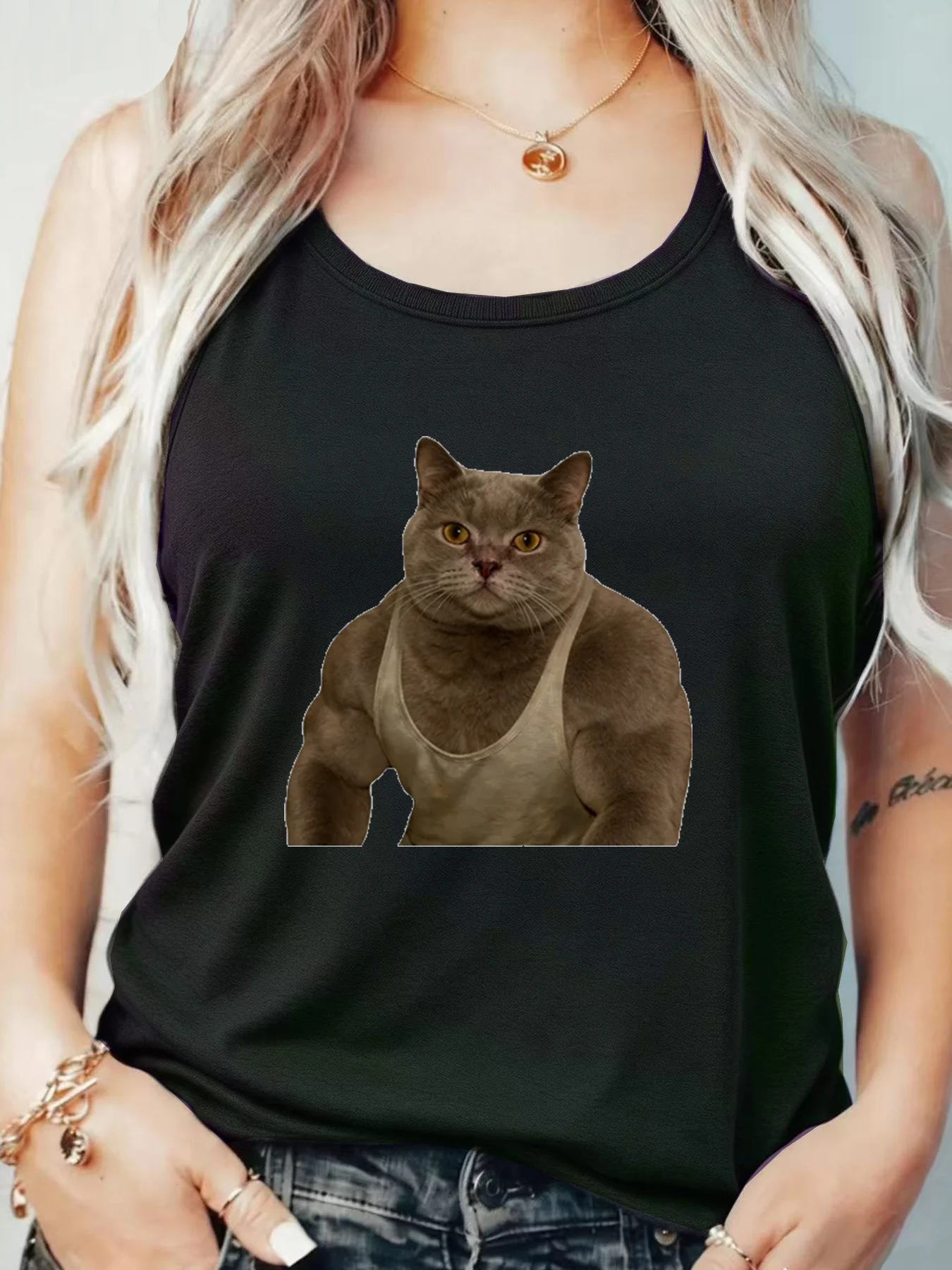 

Loose Fit Printed Pocket T-Shirt for Women with Ribbed Collar round Neck 1-8XL plus Size Comfortable Casual Vest