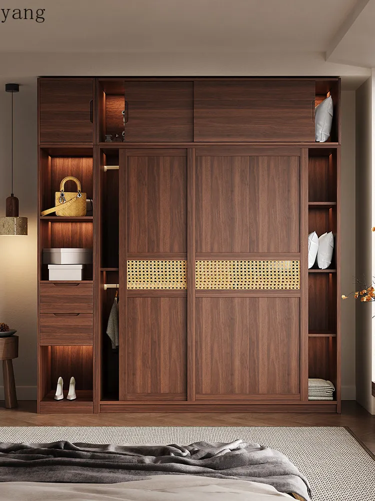 LH all solid wood wardrobe household bedroom small apartment modern simple medium and ancient style storage cabinet