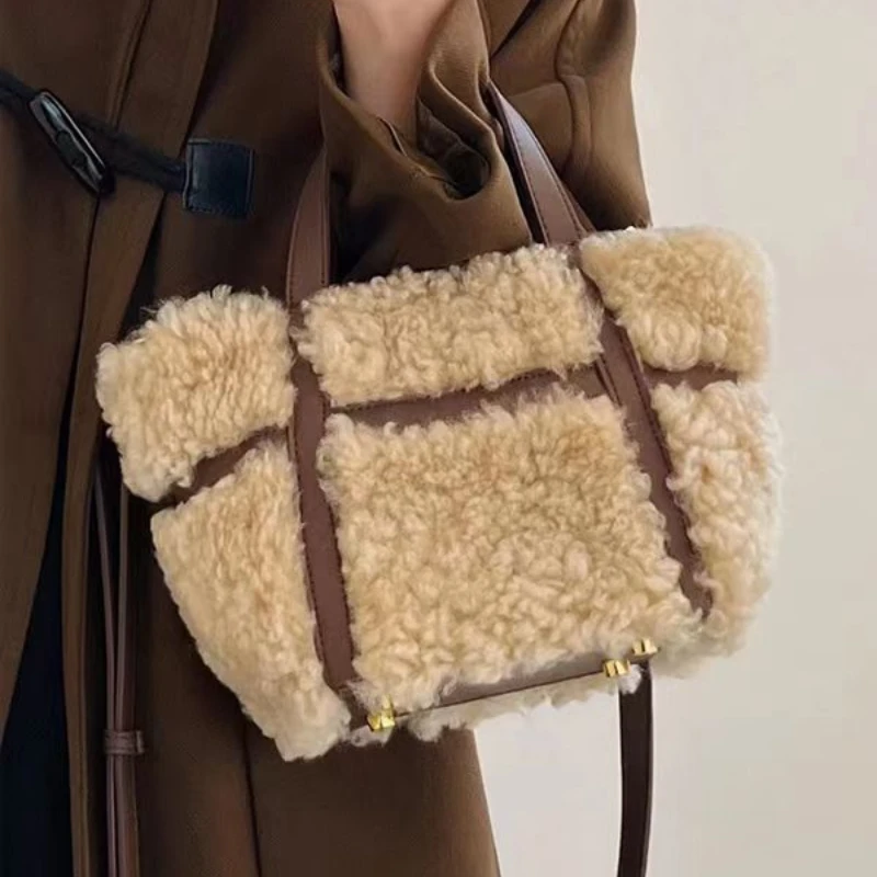 Handheld Woolen Bag Women Lamb Wool Crossbody Bag for Women Shoulder Bags Designer Bags Purse and Handbags Сумка Женская Bolsos