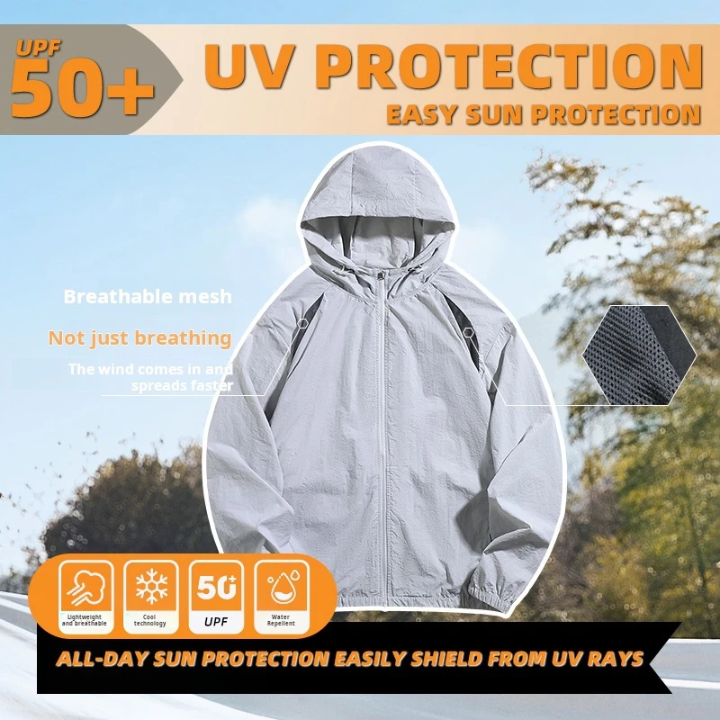 2024 Summer Hooded Jacket Men Women Waterproof Sun Protection Clothing Outdoor hiking Clothes Quick Dry Skin Windbreaker