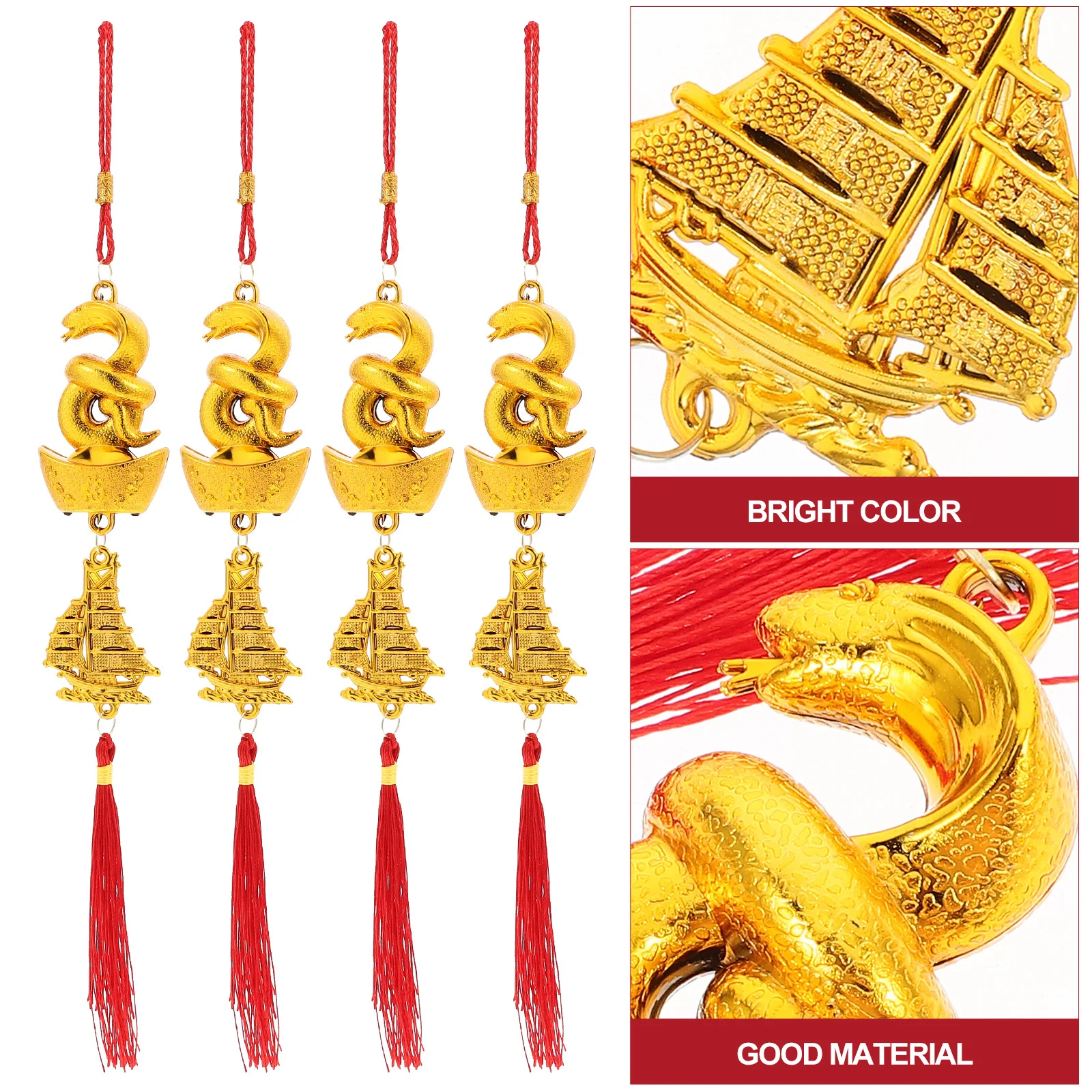 

4Pcs New Year Pendant Chinese Style Spring Festival Hanging Ornament Car Bonsai Window Decor Traditional Festival Supplies