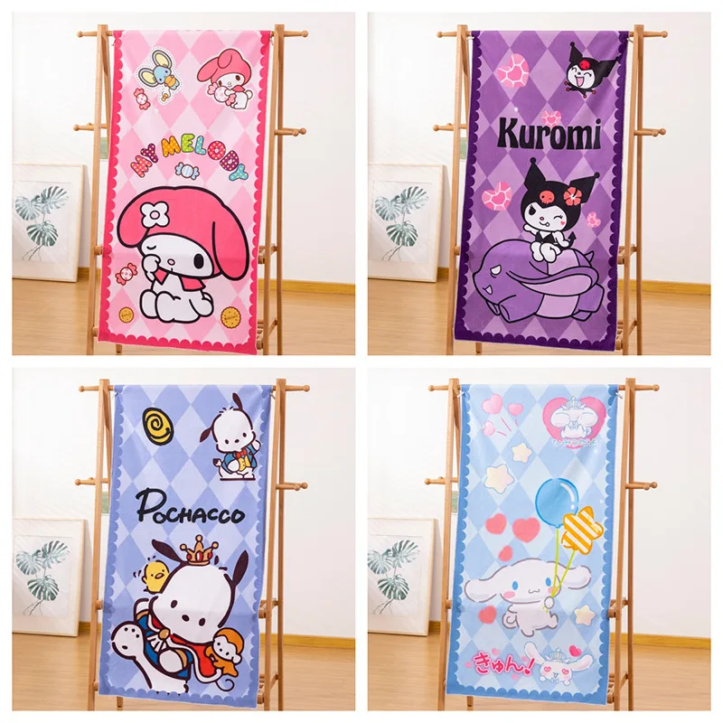 

Sanrios Anime Kuromi Bath Towel Cartoon Cute Cinnamoroll Summer Bathroom Home Thickened Absorbent Soft Quick Drying Wrap Towel