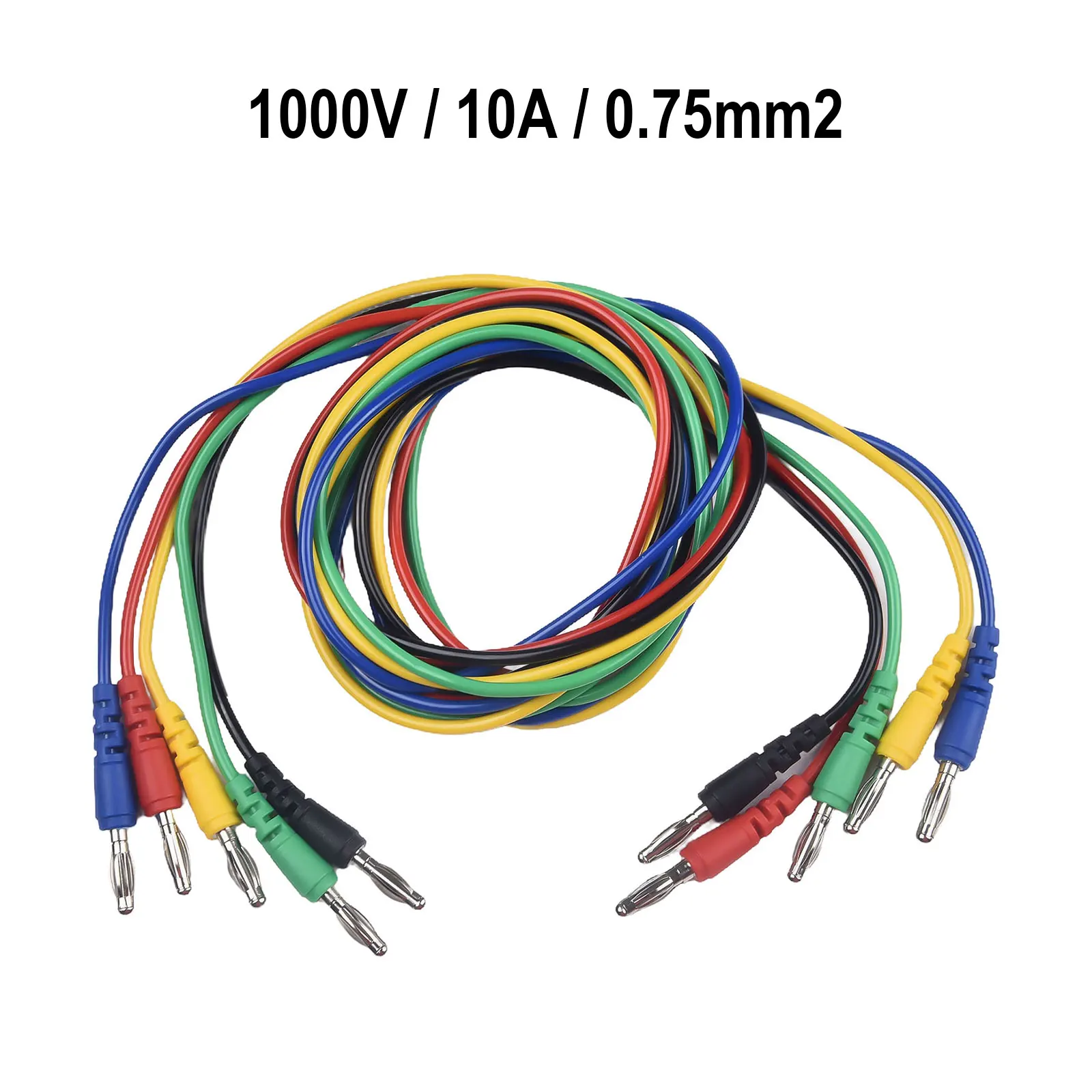 P1043 5PCS double 4mm copper banana test cables 100cm insulated soft PVC wiring for multimeter and power supply applications