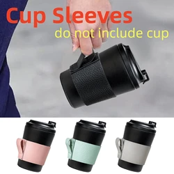 Cup Sleeves For Cold Drinks Insulated Mug Sleeve Hand Protector Reusable Jacket With Handle Cafe Insulator PU Leather For Hot &