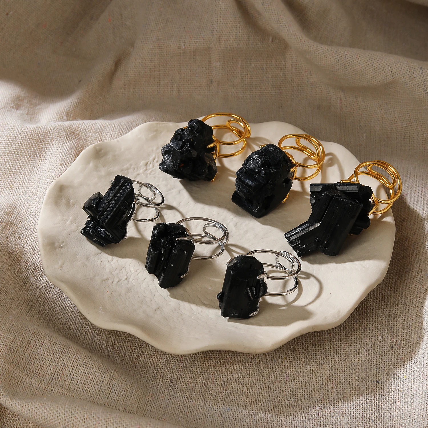 Natürlicher Azurit-Malachit-Geode-Fingerring, verstellbar, vergoldet, versilbert, Ring im Bohemian-Stil, Unisex-Accessoire – Detail 11