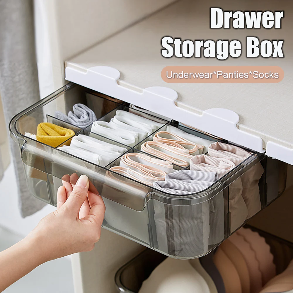 12 Grids Drawer Type Bra Underwea Storage Boxs Wardrobe Drawer Sock Organizers Detachable Bulkhead Dustproof