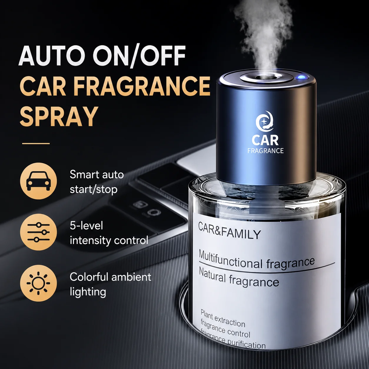 Electric Smart Car Air Freshener Car Interior Odor Remover Long-lasting High-end Car Perfume Purifier Humidifier Odor Remover