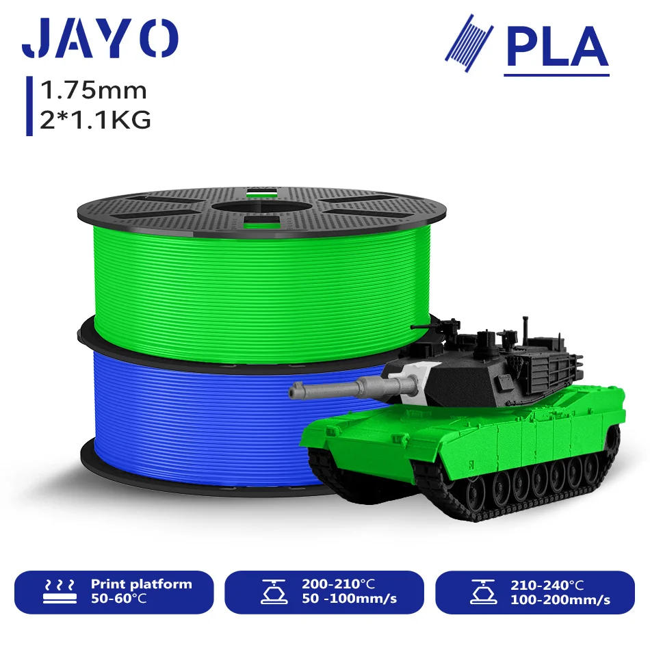 JAYO 2,2 kg 3D-PLA-Druckerfilament 1,75 mm, ungiftig und blasenfrei, PLA-Kunststoff als 3D-Druckfilament für 99 % der 3D-FDM-Drucker und -Stifte