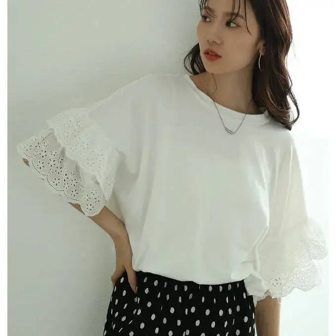 Collection New 2026 Spring/Summer Japanese Rakuten Women's Clothing Embroidered Hollow High-end Lace Three-Quarter Sleeve