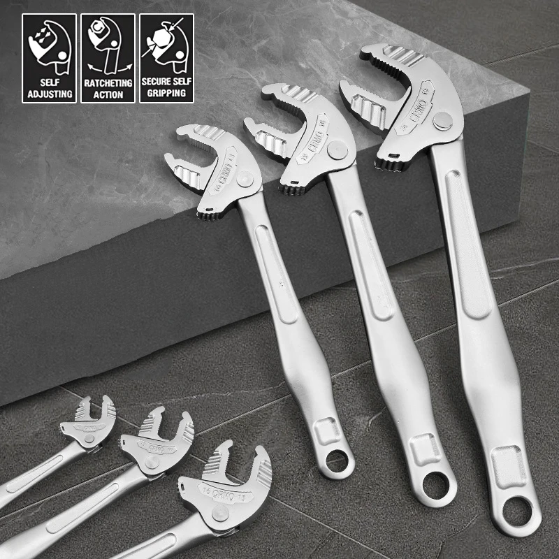 Multifunctional Self-Setting Crab Claw Wrench Adjustable Ratchet Wide Jaw Self-Locking Wrench Home Automotive Pipe Manufacture