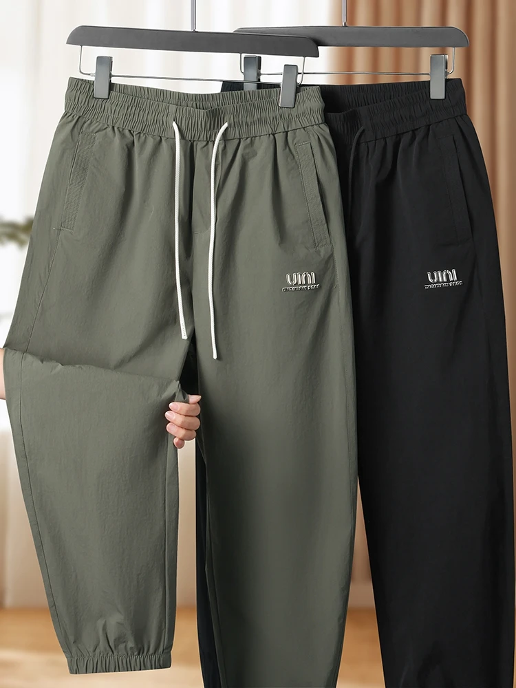 

Свободные повседневные брюки из ледяного шелка для мужчин, лето 2025 Faion Urban Sle, длинные брюки с эластичной резинкой на талии, большие размеры