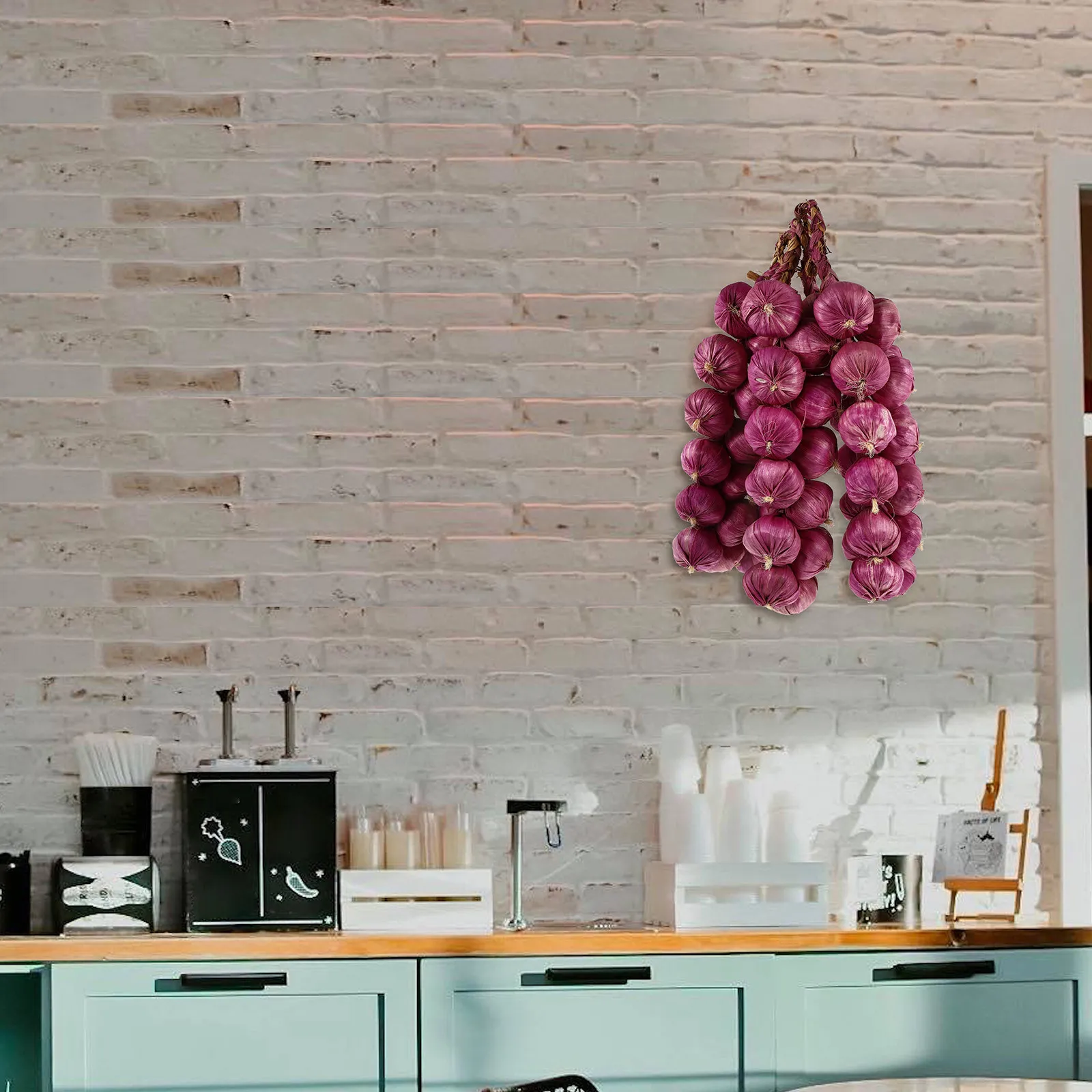 

Набор из 5 искусственных чесночных подвесок: высококачественный декор в виде овощей для кухни, пекарни, реквизит для фотосъемки, искусственный чеснок