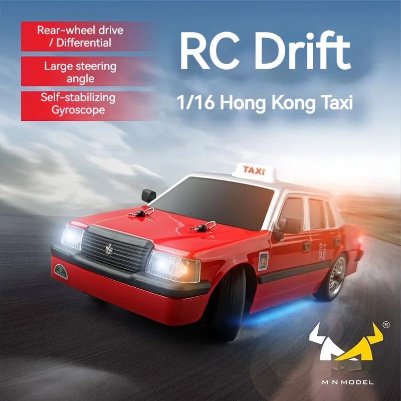 

Mangniu MN38 1/16 Scale High-Speed RC Drift Car Remote Control Toy Gyro Hong Kong Taxi Style Full Scale Remote Control Car