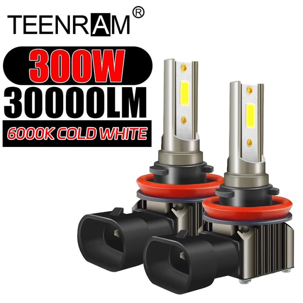 300W LED Headlight Bulbs 30000LM H1 H4 H7 H11 9005 HB3 9006 HB4 9012 HIR2 Auto Lights 12V Fog Lamps 6000K Turbo Car Headlamps