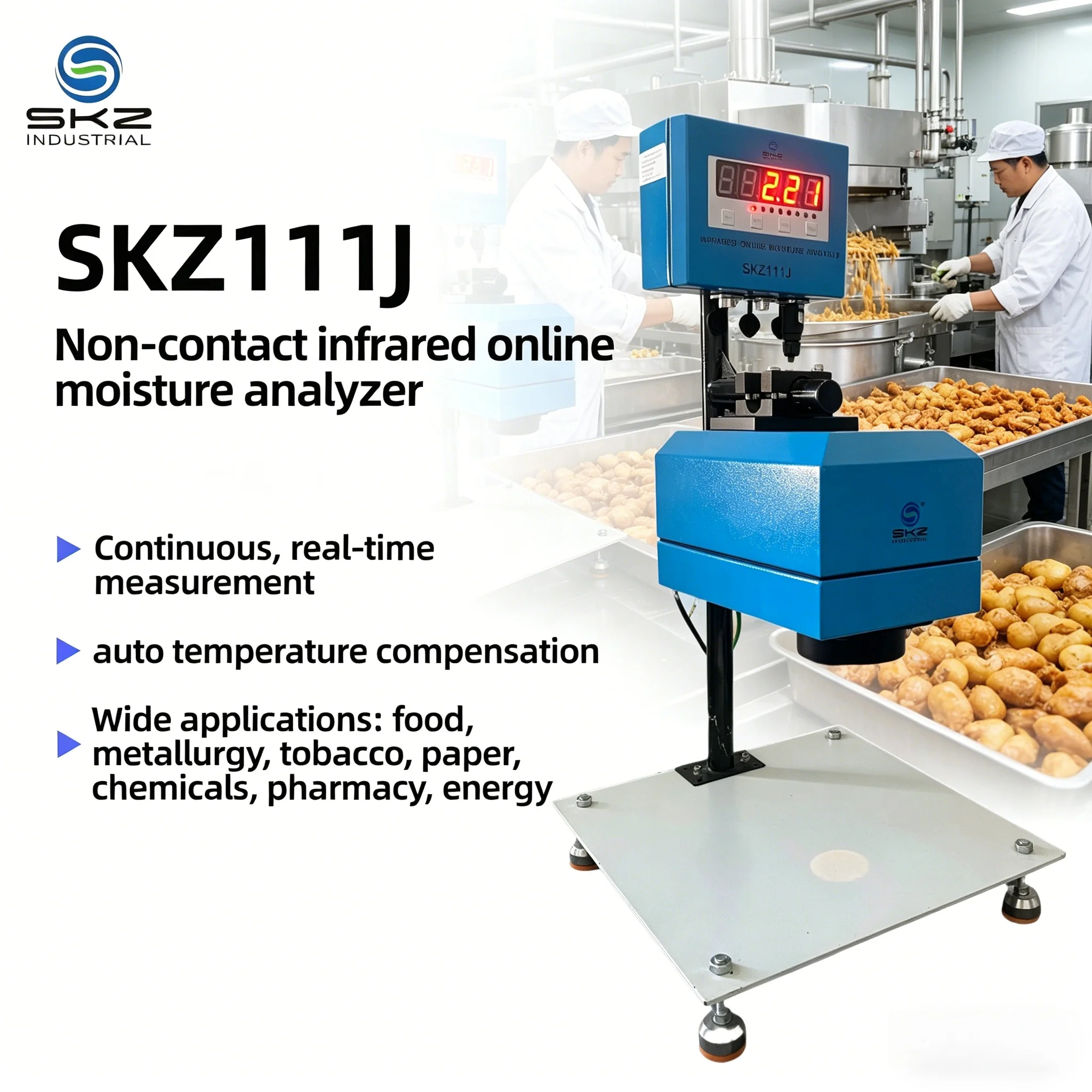 SKZ111J Moisture Content Analyzer OEM Customizable 1940nm Wavelength Wood Moisture Meter for Timber Drying Processing
