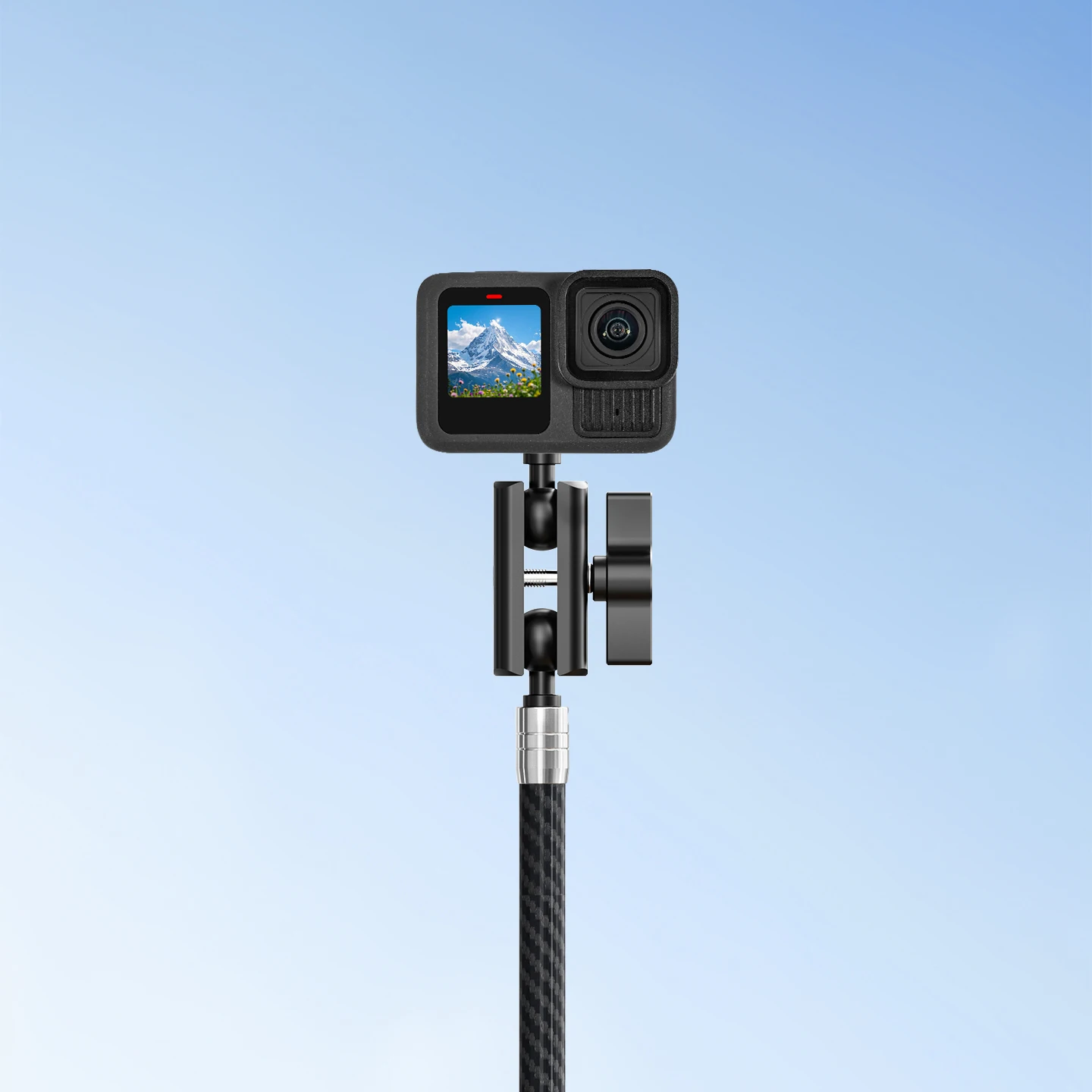 カーボンファイバー ステンレス鋼 ユニバーサル 17mm ボールヘッド - 1/4 Arri 1インチ ボール セルフィースティック アクションカメラ 延長ロッド D12mm チューブ