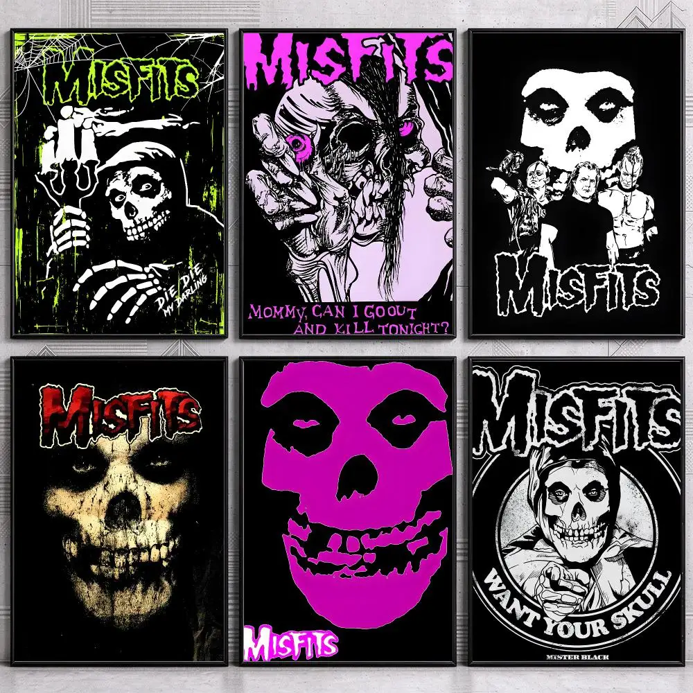 Classic Punk Rock Band M-Misfits Poster Wall Art Print Sticker for Bedroom Living Room Dorm Office Modern Home Decor Gift