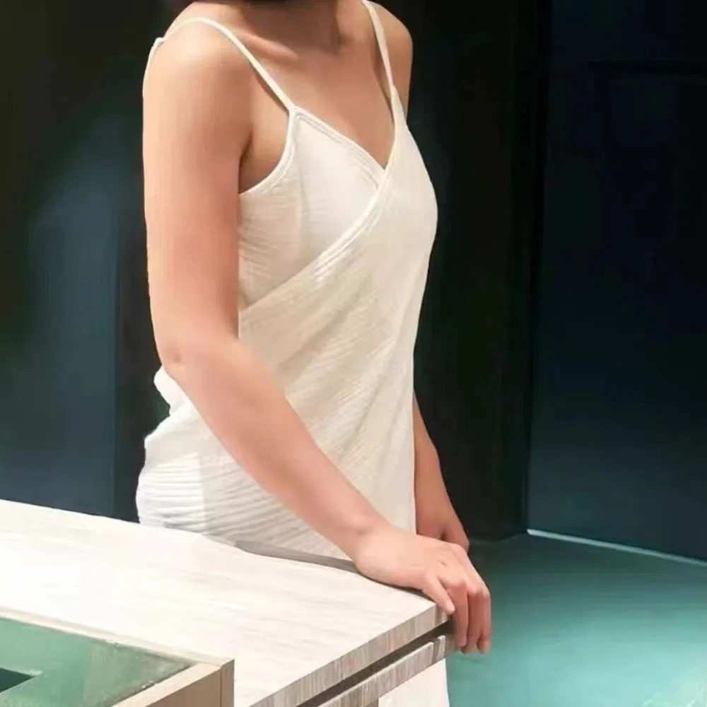 Сексуальная хлопковая ночная рубашка на подтяжках, белая пижамная юбка с открытой спиной, тонкая шея, быстросохнущая одежда для сна на бретельках, домашняя одежда