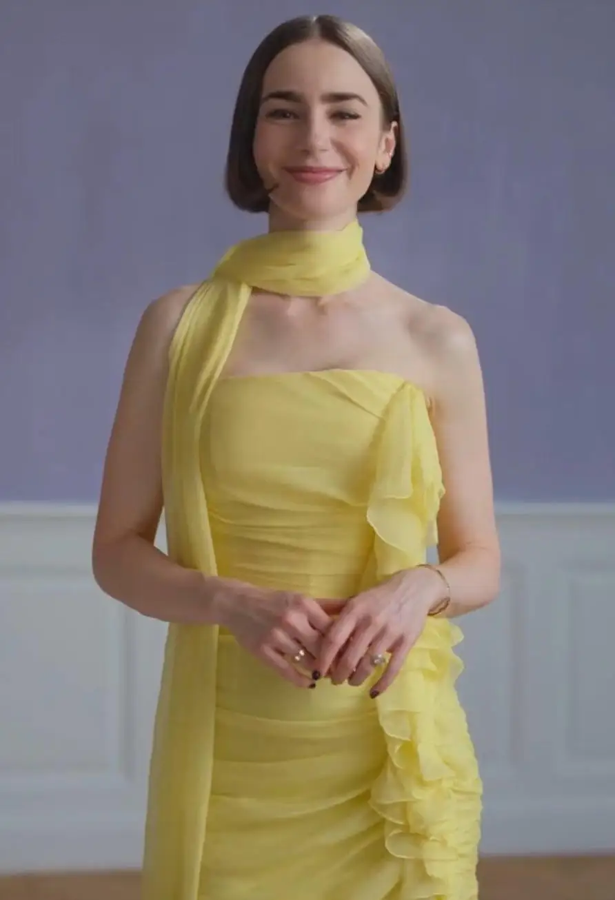 

Ofherown Yellow Strapless Chiffon Mini Cocktail Dress With Scarf Ruffled Side Ruched Party Gown For Evening Events Customized