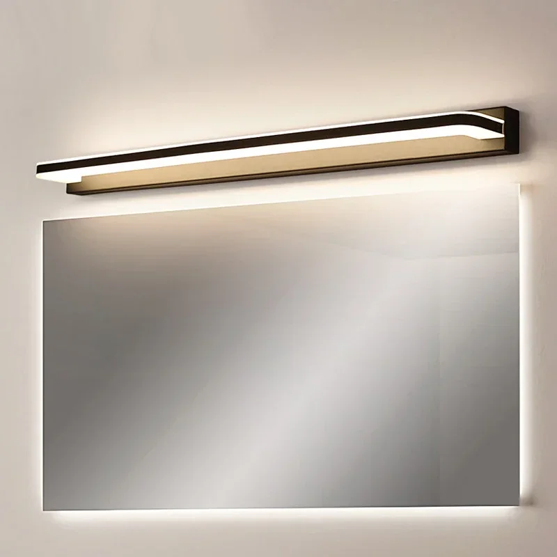 Modern Mirror Wall Lamp Metal Paint Body PS Lampshade Wire Connected Sconce Light LED Bathroom Decoration Bedroom Lustre