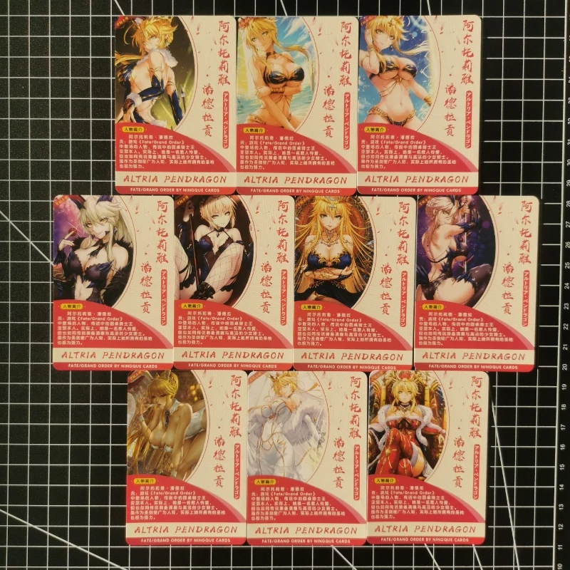 Em estoque 10 pçs/set sexy menina cartão destino/grande ordem altria pendragon lancer alter lírio régua coelho menina jogo coleção cartões brinquedo