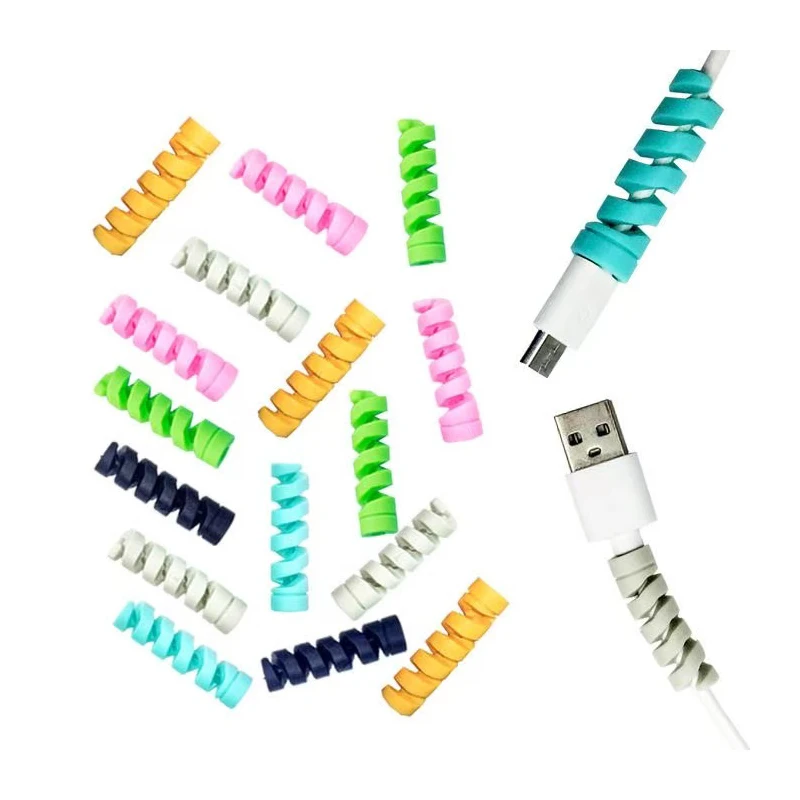

10/Pcs Cable Protector Universal Silicone Data Cable Spiral Winder Wire Cord Organizer Cover For Iphone USB Charger Cable Cord