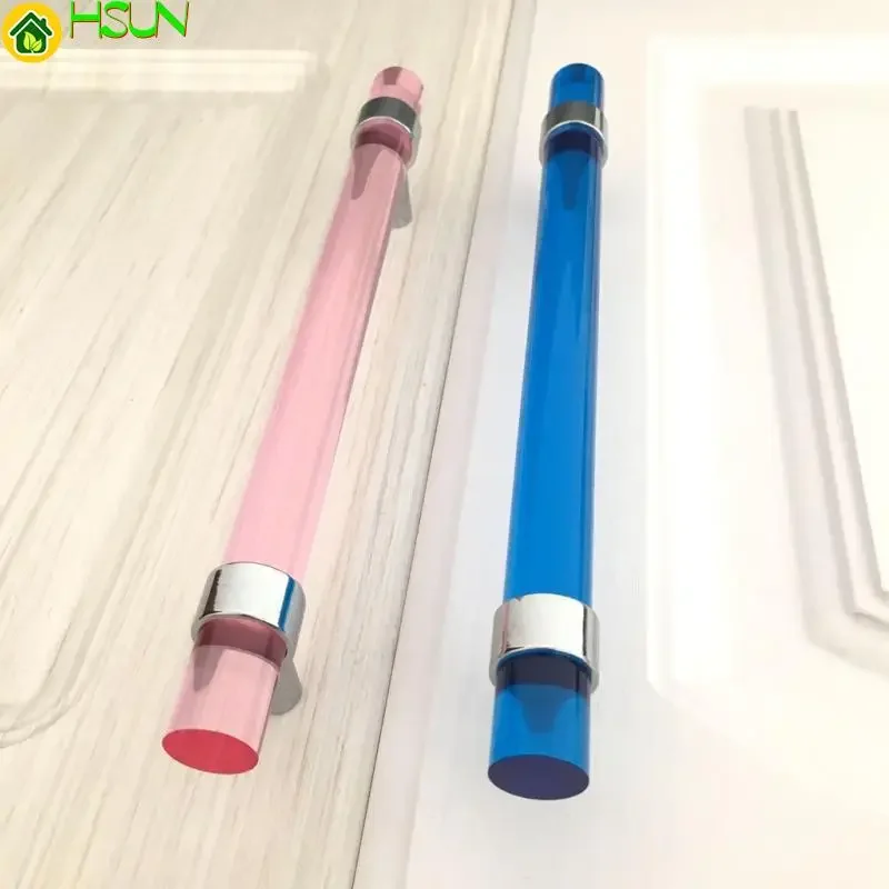 2 pcs New knob transparent acrylic bar handle modern Nordic cabinet door handle pink blue crystal pull Door cabinet wardrobe