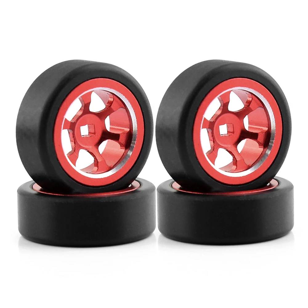 4PCS 1/28 RC Mosquito Drift Car Tire 25mm Metal Wheel Rim Plastic Drift Tyres for Wltoys K969 K989 P929 AWD Kyosho MINI-Z MINI-Q view 2