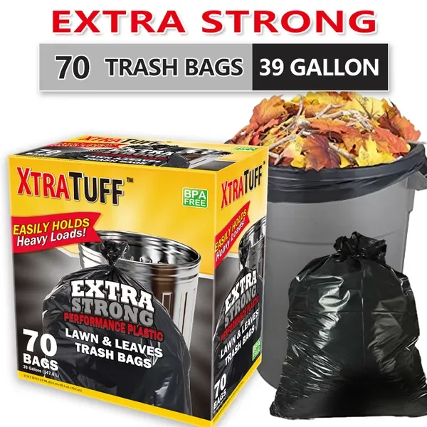 

70-Piece 39-Gallon Disposable Trash Bags, Puncture-Resistant, Leak-Proof, Multi-Use