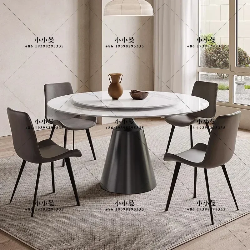 Delifeng Xiaohongshu same round rock slab modern Italian minimalist home dining table