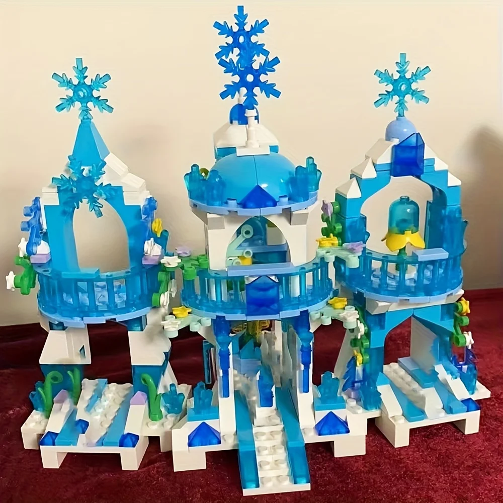 Amigos princesa luxo castelos de gelo blocos de construção playground casa filmes tijolos figuras clássicas conjunto brinquedo para meninas presente diy