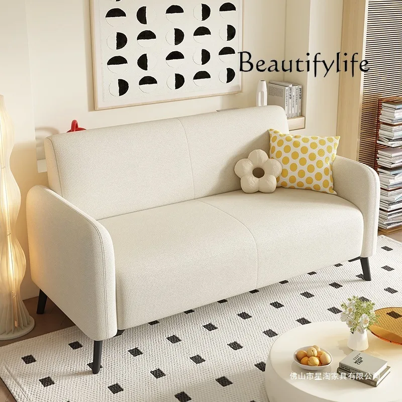 Sofa small apartment living room bedroom apartment rental room clothing store simple fabric mical three-person double sofa