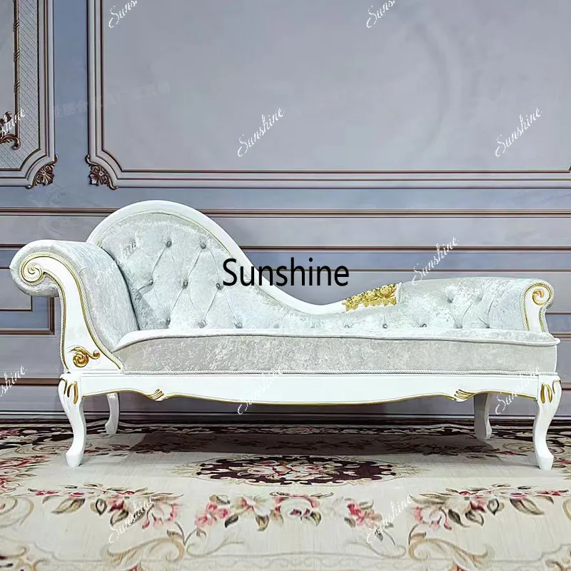 

European light luxury solid wood princess chair living room jacquard fabric sofa